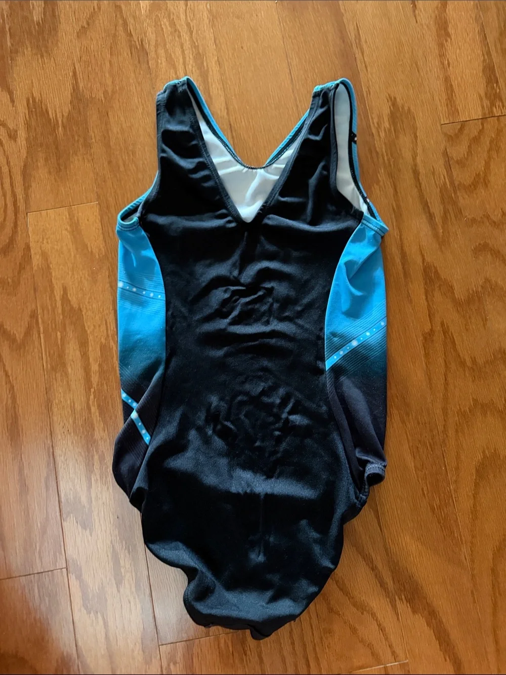 GK Turquoise to Black Ombre Kids One-Piece with Crystal-Style Straps
